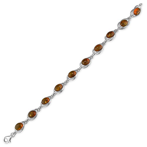 SILVER & AMBER BRACELET R9670B